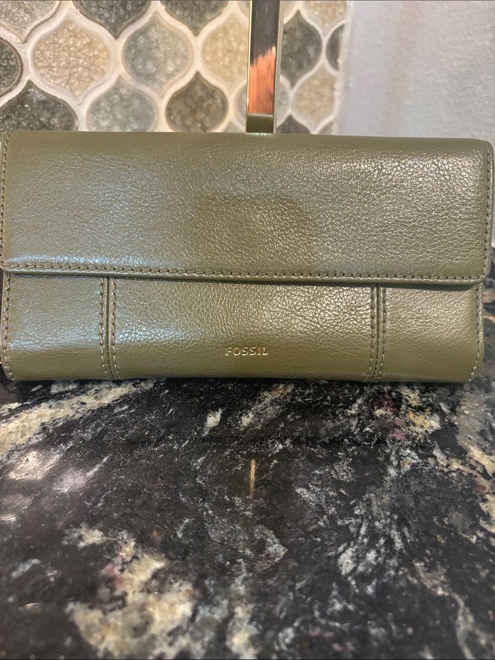 Fossil Olive Leather Trifold Wallet